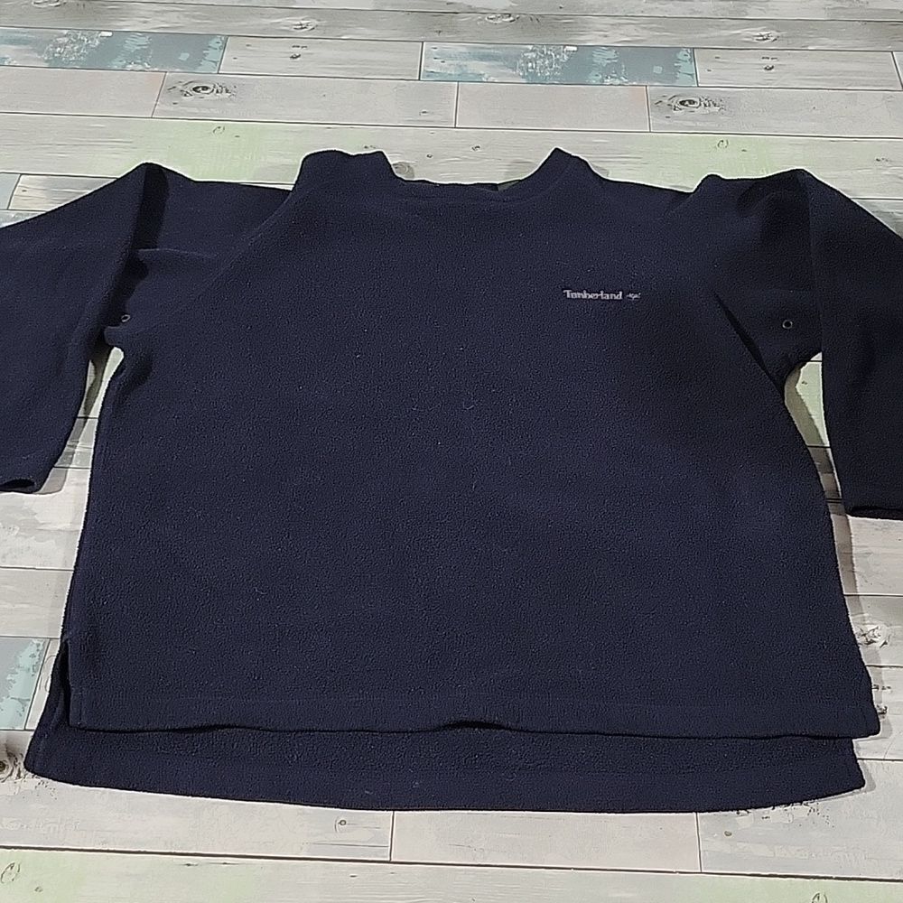 Timberland Men's Vintage 1990s Navy Crew neck Fleece Jacket sz Medium